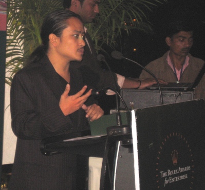 Moji Riba accepting Rolex Award 2008 in Delhi