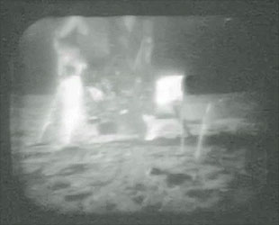 Apollo 11 broadcast Can you see the men on the Moon? Well, only just...