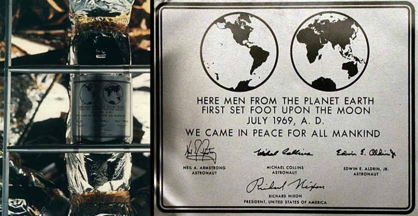 Apollo 11 Plaque We came in peace for all makind...