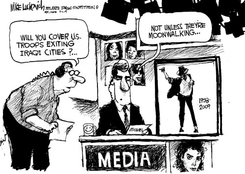 Moonwalking all over the news - Cartoon © 2009 Creators Syndicate