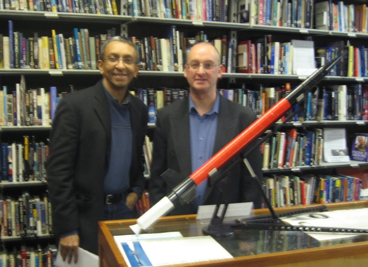 Nalala Gunawardene (L) and Mark Stewart at BIS Library
