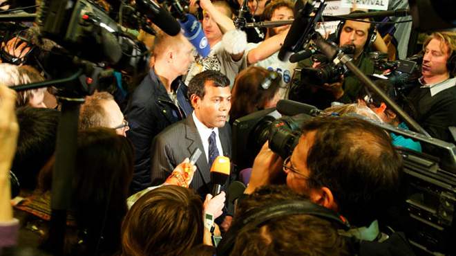 President Nasheed talks to world media