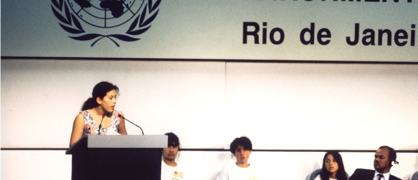 Severn Cullis-Suzuki addressing Earth Summit in Rio, June 1992