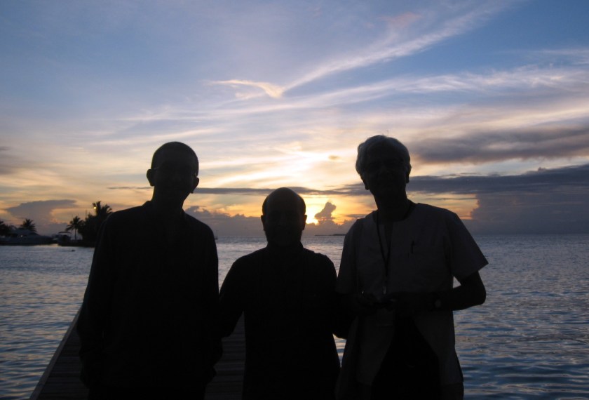 L to R - Nalaka Gunawardene, Darryl D'Monte & Kunda Dixit in Paradise, May 2011