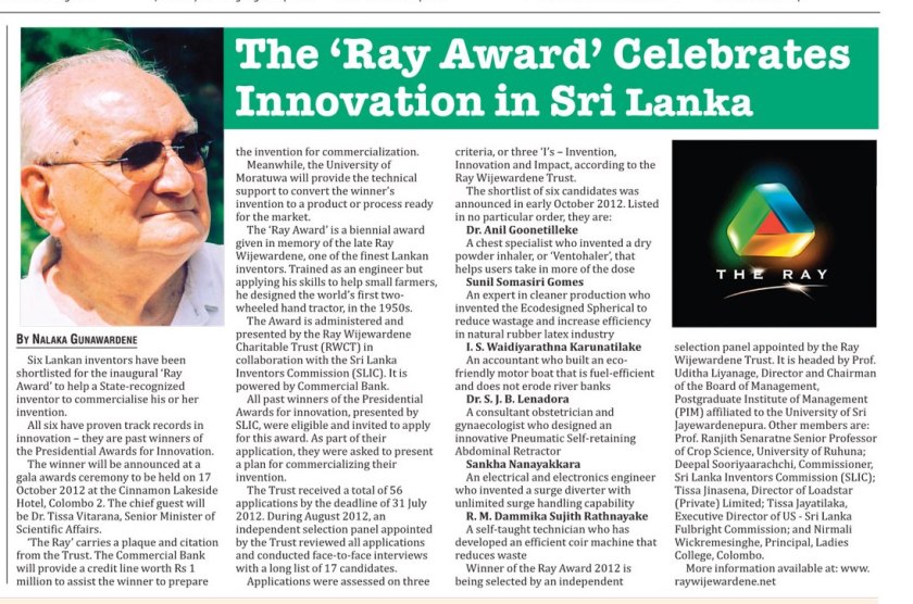 Ceylon Today, 16 October 2012