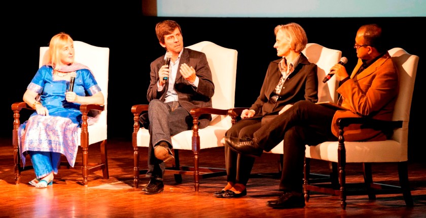 L to R - Margaret Lowman, Rodrigo Jordan, Adrienne Corboud Fumagalli & moderator R Sukumar