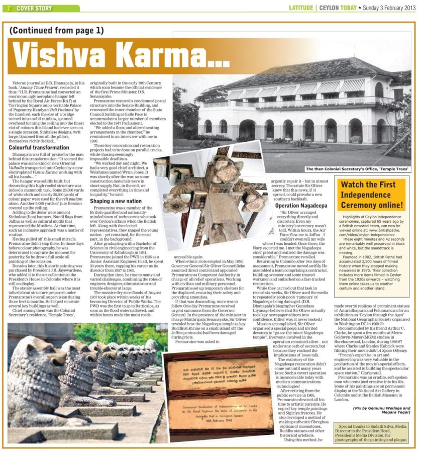 H R Premaratne tribute in Ceylon Today, 3 Feb 2013 continued 