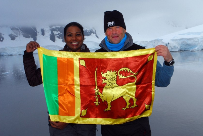 Imalka de Silva with Sir Robert Swan in Antarctica, March 2010