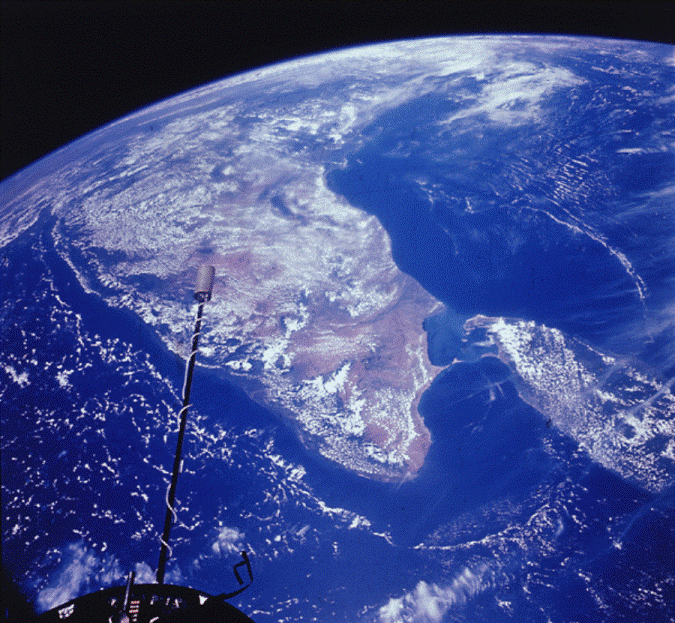 India and Sri Lanka from space, taken by NASA Gemini 8 spacecraft