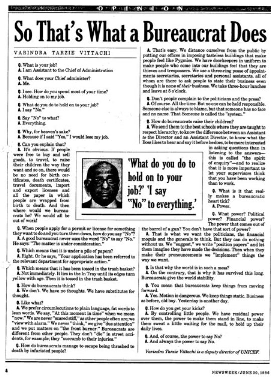What a Bureaucrat does, by Tarzie Vittachi