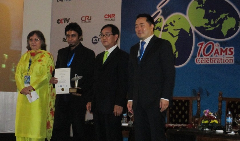 L to R - Moneeza Hashmi (Jury chair), Clarence Dass, Young-Woo Park (Regional Director, UNEP), Yang Binyuan (AIBD Director)