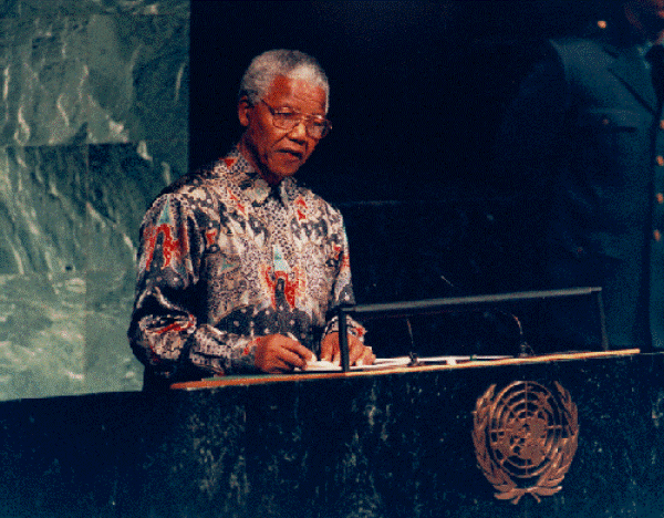 President Nelson Mandela at UN General Assembly Oct 1995 - UNDPI Photo by G Kinch