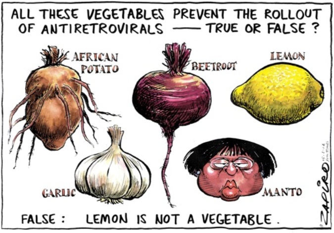 South African cartoonist Zapiro ridicules HIV denialist health minister 'Madam Beetroot'