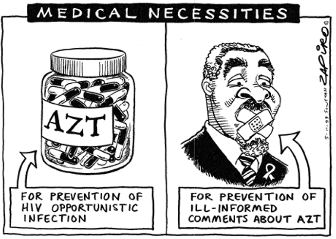 South African cartoonist Zapiro lampooned President Mbeki's HIV folly