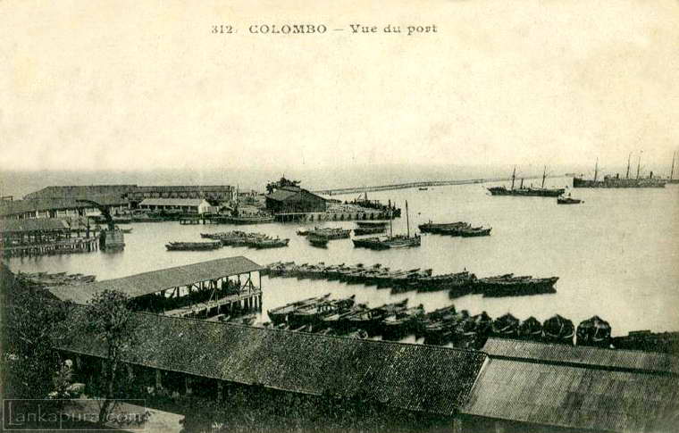 Colombo harbor 1914, Ceylon. Image courtesy Lankapura.con