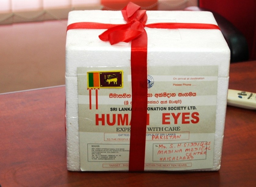 Human Eye Corneas, ready for dispatch at International Eye Bank in Colombo, Sri Lanka on 27 March 2013 - Photo by Janaka Sri Jayalath