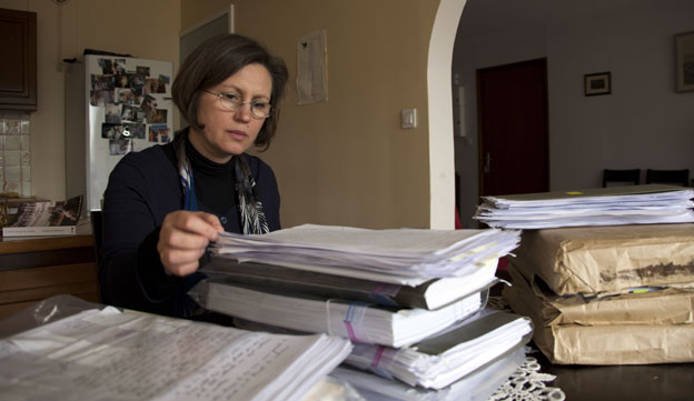 Carmen Bugan reading the files made about her family's life