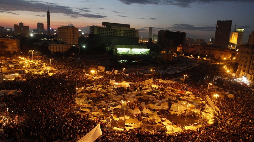 Anti-government demonstrators crowd Cairo's Tahrir Square in February 2011