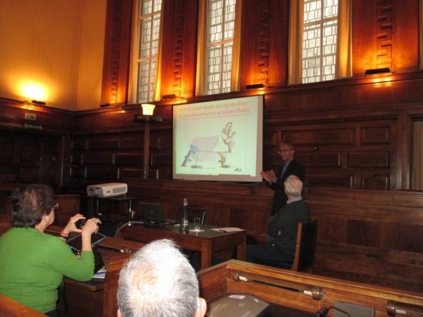 Nalaka Gunawardene talking at London University on 12 Feb 2015 on "Social Media and Sri Lanka's Presidential Election 2015"