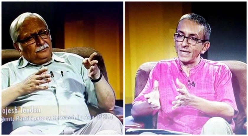 Dr Rajesh Tandon (left) in conversation with Nalaka Gunawardene, June 2014