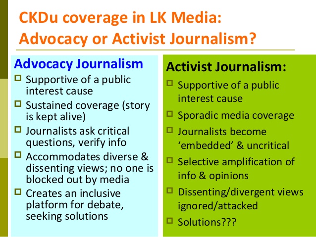 Advocacy journalism is fine; activist journalism is questionable