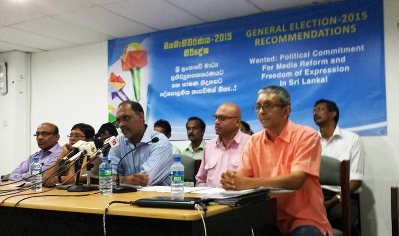 Media Reform Recommendations for Political Party Commitment prior to Sri Lanka General Election 2015. Press Conference at Sri Lanka Press Institute, 21 July 2015