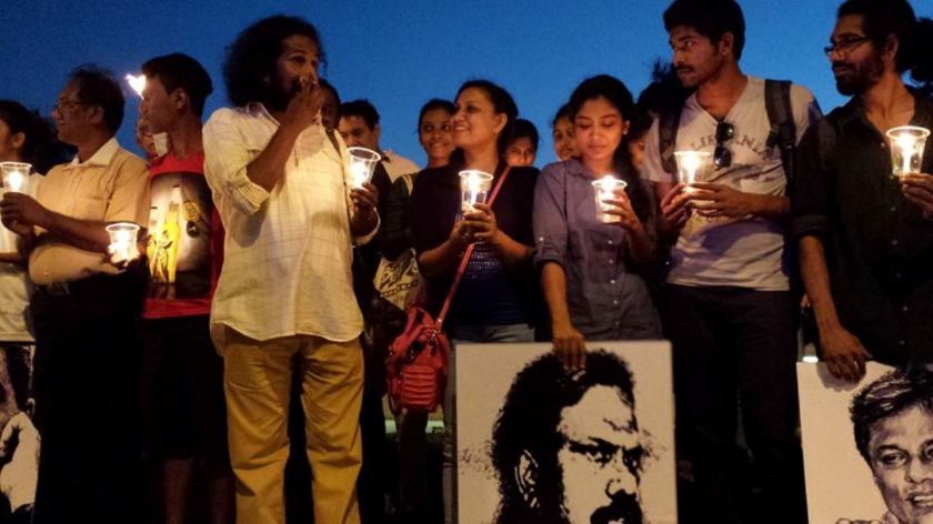 Vigil for dead and disappeared Lankan journalists - held in Colombo, 4 Jan 2015
