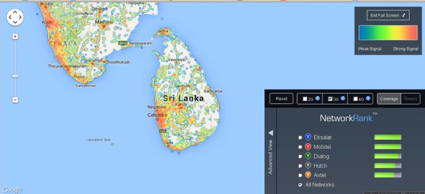 All networks' 3G signal coverage - on 30 July 2015