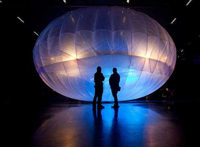 Google Project Loon balloon on display at Airforce Museum in Christchurch, New Zealand