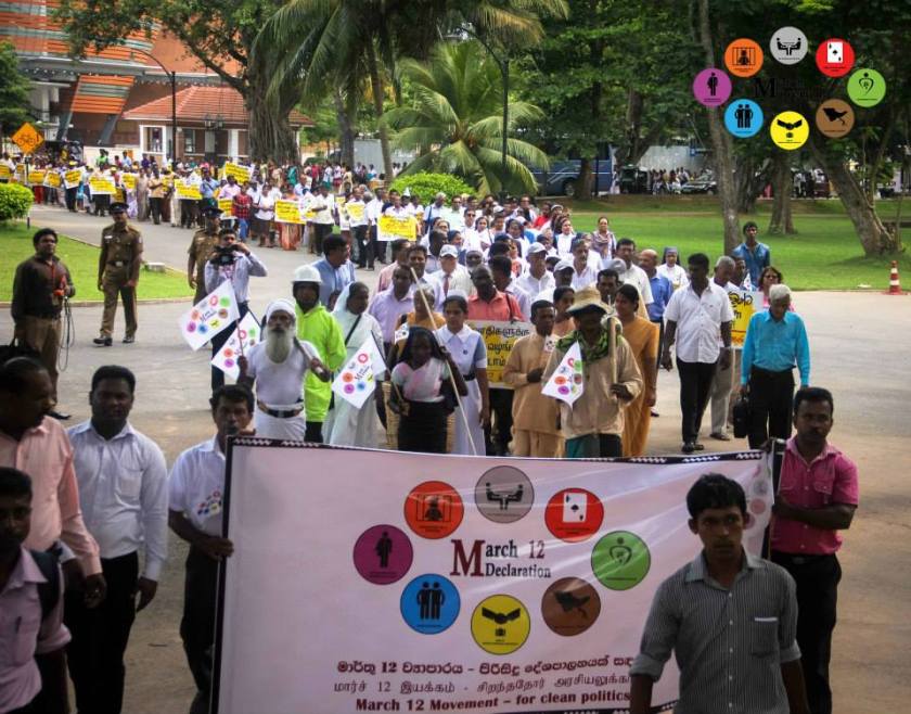 Sri Lankans join March 12 Movement for Cleaner Politicians