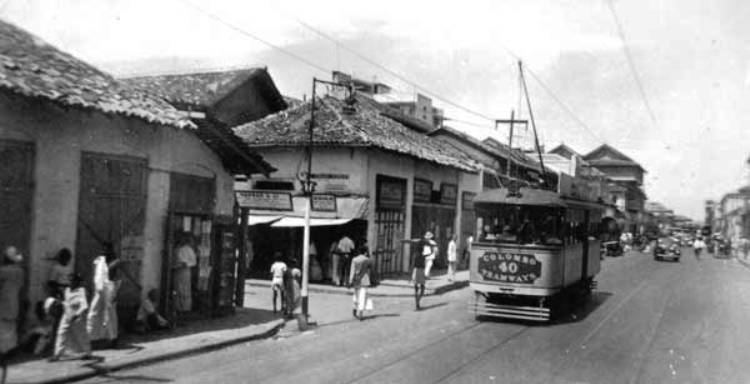 An electric-powered tramcar in Colombo in the early 20th century