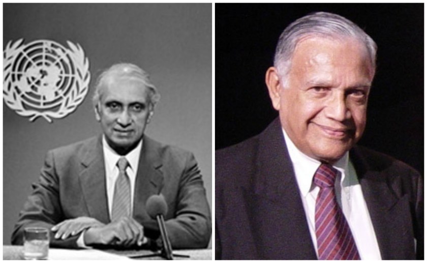 Gamani Corea (left) and Justice Christopher G Weeramantry