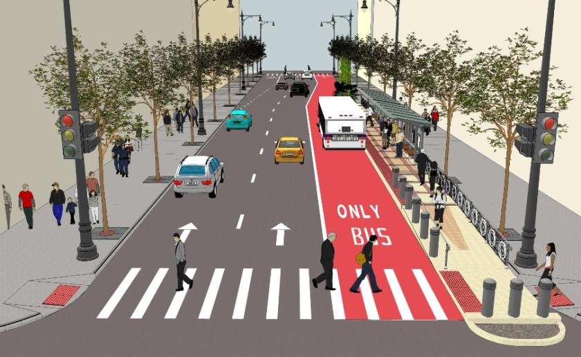 Concept of dedicated bus lanes on main roads