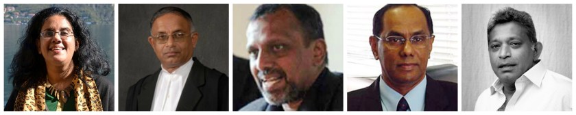 L to R - Kishali Piono Jayawardena, Dr Jayampathy Wickramaratne, Dr Rohan Edrisinha, Wijayananda Jayaweera, Dr P Sarawanamuttu