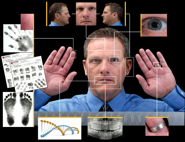 Modern biometric identification modes. Image source: http://www.schwarzforensic.com/bi.php?pageid=245
