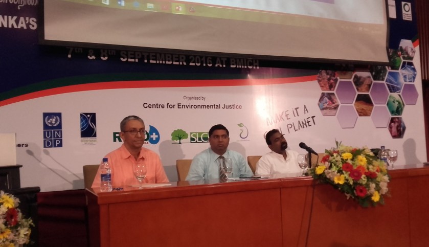L to R: Nalaka Gunawardene; Nalin Munasinghe, National Programme Manager at Sri Lanka UN-REDD Programme, and Uchita de Zoysa