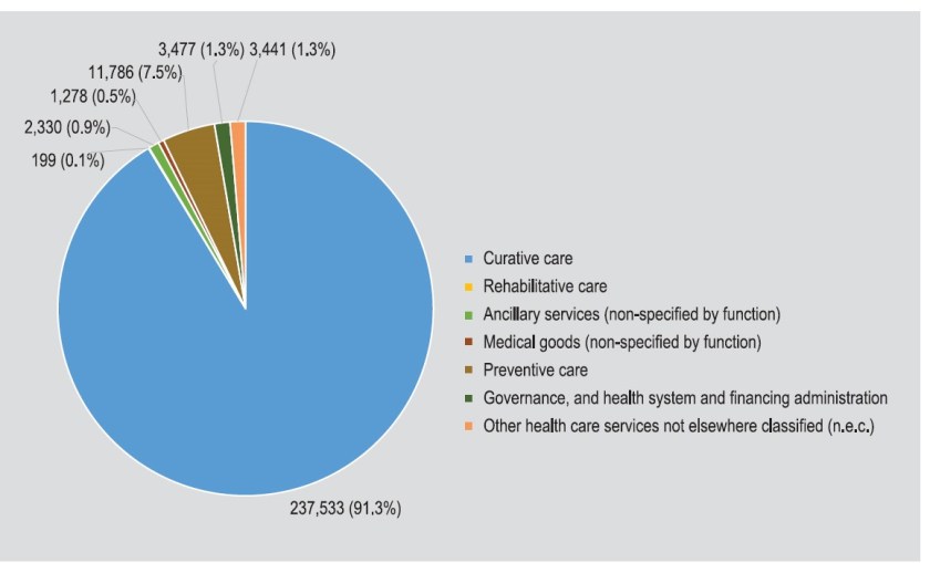 Distribution of CHE 2013 according to different Health Care Functions (LKR millions, %) – Source: National Health Accounts 2013