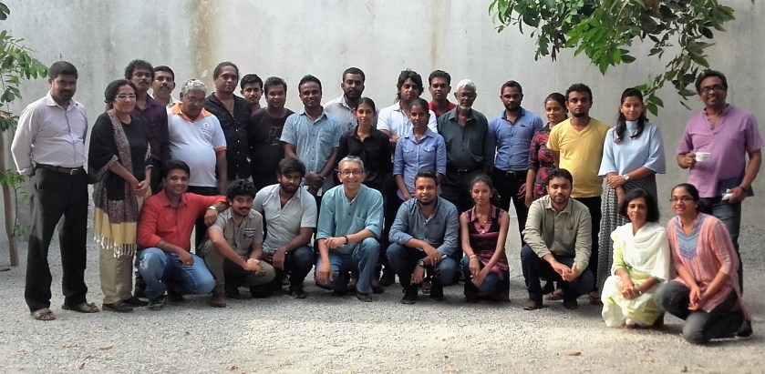 Sri Lankan Media Fellows on Poverty and Development with their mentors and CEPA coordinators at orientation workshop in Colombo, 24 Sep 2016