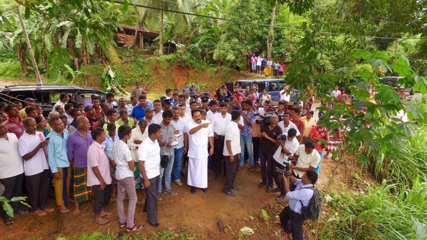 Fromer President Mahinda Rajapaksa visited the landslides victims at Arnayake in Kegalle on 20 May 2016 - Drone Photo